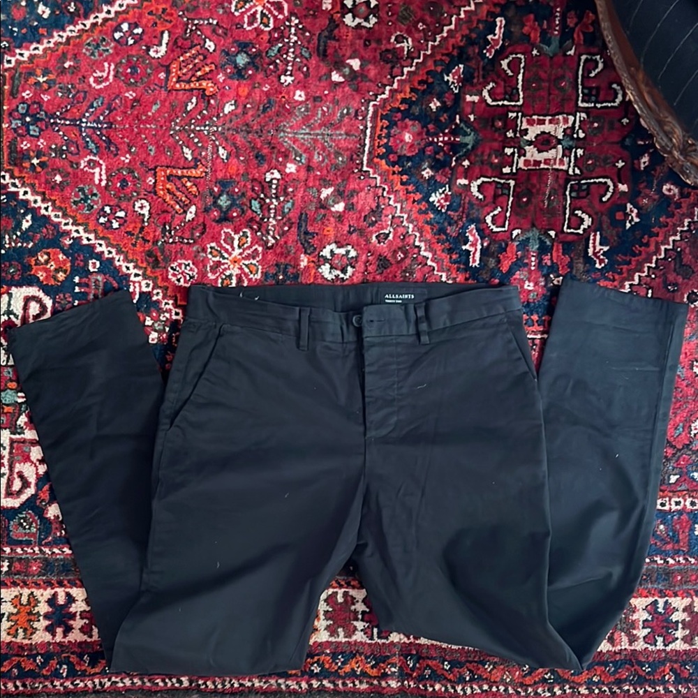All Saints Men's Black Park Chino